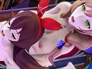 Lisa เย็ดก้น Amber ในฉาก futa Genshin Impact