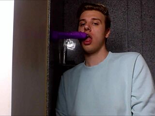 Model twink gags on deepthroat blowjob