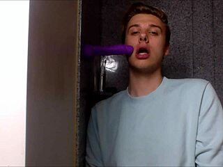 Model twink gags on deepthroat blowjob