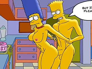 La escena de creampie caliente y ardiente de la ama de casa Marge en hentai anime