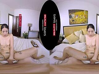 In this reality scene, a thai girl rides cowgirl with intense passion.