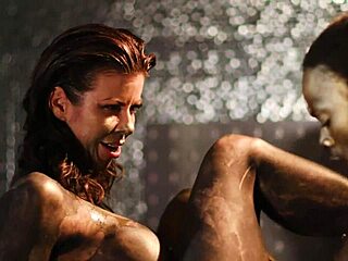 Watch artsy lesbians Alexis Fawx and Ana Foxxx paint bodies before scissoring.