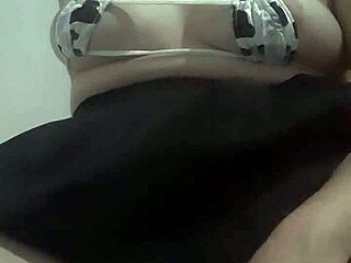 Prostitute with perky tits masturbating her pussy