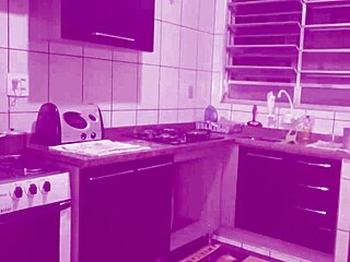 housewife cleans and teases in red lingerie