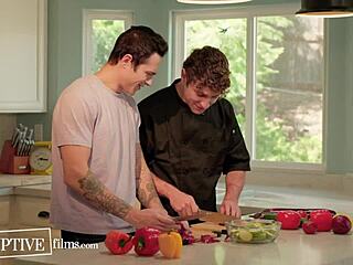 Cooking Lesson Turns Into First Gay Ass Licking Fuck!
