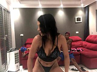 brazilian milf dances in thong for interracial sex