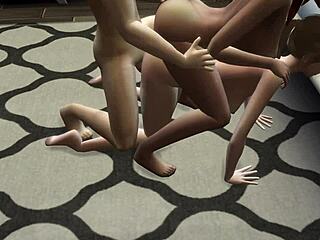 Trisal With Girlfriends In Squirting Double Penetration Scene