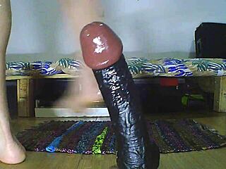 using a big dildo for creampie play