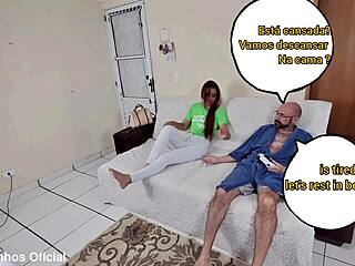 Blindfolded wife rests while cuckold's friend hides in closet 😏