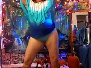 Mature Woman Rides Vibrator in Lingerie Costumes During Photoshoot