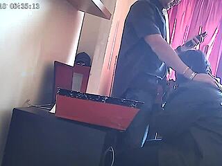 Cctv Camera Catches Secretary Sucking Boss's Cock at Work