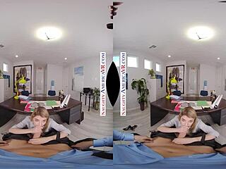 i'm abby adams giving you a handjob and fucking in your office with my small tits