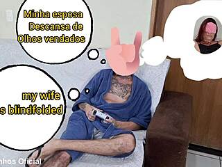 Blindfolded wife rests while cuckold's friend hides in closet 😏