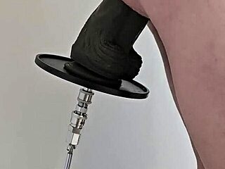 Feeling Intense Pleasure With Monster Black Dildo In Anal Assfucking On The Fucking Machine.