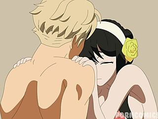 Parodija Spy x Family z Yor Forger trdim anime seksom.