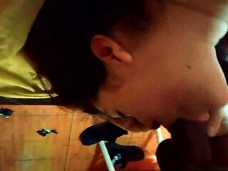 I love sucking my stepbrother's cock until he cums in my mouth, almost vomiting in this real homemade video.