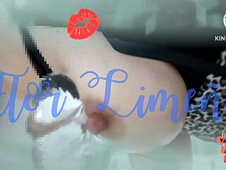 A gift for love day with oiled peruvian tits nipples and dildo in bath