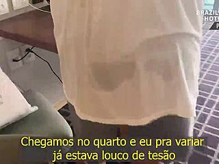 Showing off my microbikini at hotel pool for a hot brazilian menage