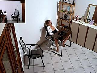 Secretary Masturbates Then Fucks Harassing Client on Office Desk