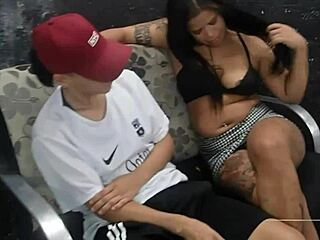 wife betrays husband in barbershop, cumming on agatha kent's belt