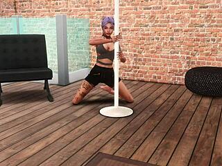 Stripper Bent Over for Big Black Cock in 3D Cartoon Creampie