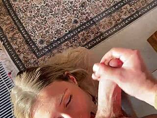 Sunshine gives an epic blowjob ending with a huge cumshot, so hot! 😍