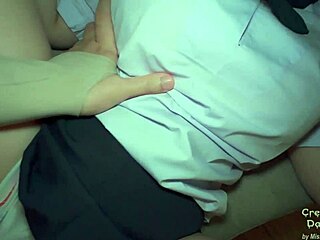 Amateur video of a horny schoolgirl having sex with a big cock