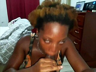 Juicy blowjob and passionate dirty talking with busty brunette ebony deepthroat and gets facial.