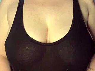 She previews slapping her huge tits on the table