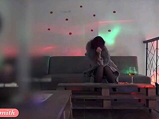 Jeny Smith teases a stranger before a sneaky stroke in night club.