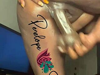 Ebony solo masturbation leads to intense squirting.