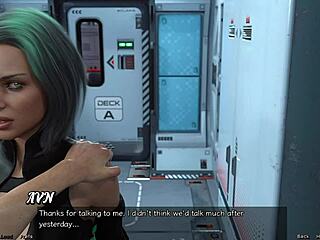 Red-haired step sister showers in space game!