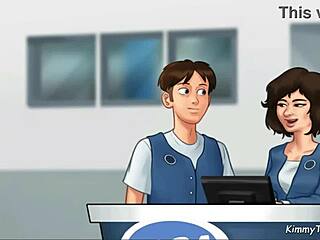 Manager's daughter at work desk in Summertime Saga