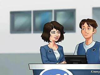 Manager's daughter at work desk in Summertime Saga