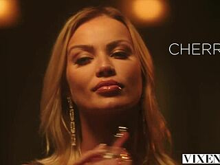 Cherry blindfolded sucking hairy beaver