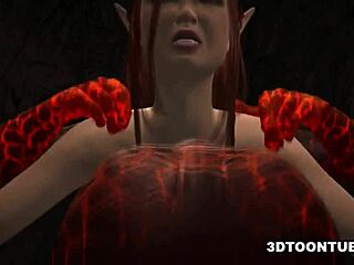 3D Babe Handles Reptile Cocks In All Holes