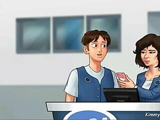 Manager's daughter at work desk in Summertime Saga