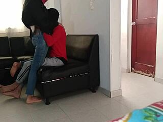 Stepsister applies mask in living room