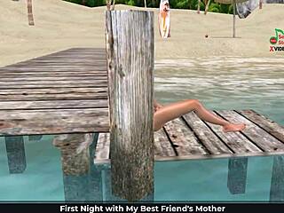 Animated 3D Cartoon of Cute Girl Masturbating with Fingers and Banana on Beach