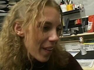 Blonde teen works alone in the office, feeling lonely and isolated.