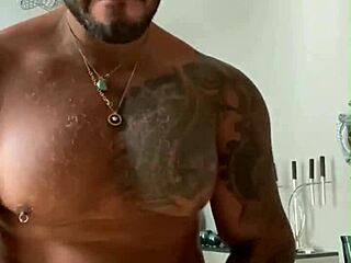 i'm viktor rom, tattooed muscle guy dancing naked before stroking my big black cock