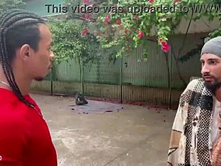 Endowed homeless Brazilian guy fucks bareback