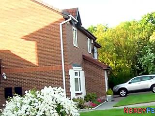 British milf tricks nerds into blowjobs