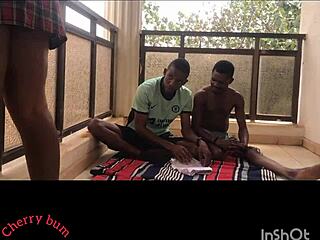 Balcony threesome with stubborn friend