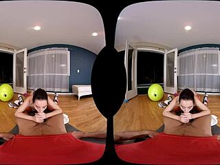 Naughty America VR: Athletic brunette's gym titty fuck