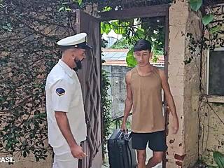 Captain fucks newbie with monster cock interracial