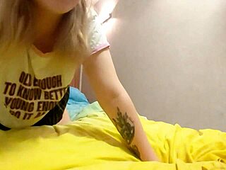 blonde cutie moans loudly while getting fucked hard on the computer desk, her pretty body shaking with pleasure