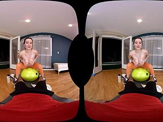 Naughty America VR: Athletic brunette's gym titty fuck