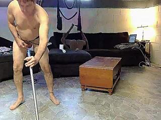 horny gay nudist masturbates while cleaning house 🧹