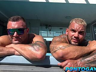 Gay daddy takes huge rods from two young studs in raw bareback action